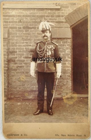 Cabinet Card Military Officer Feather Hat Medal Order Antique Victorian Soldier