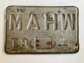 1956 Connecticut License Plate WHAM Very Early Vanity Rare Unusual w/ Year Tab 2