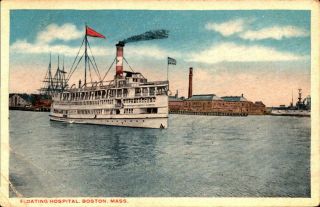 Vintage Postcard Floating Hospital Ship Boston Ma C.  1910 - Bk28
