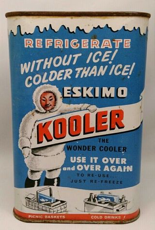Rare Vintage Metal Eskimo Kooler Can " The Wonder Cooler " Thompson Pawtucket,  Ri