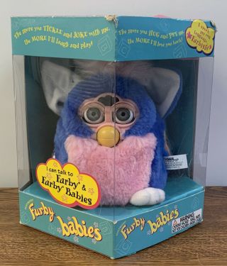 Vintage 1999 Furby Babies Tiger Electronics - Rare Pink & Blue