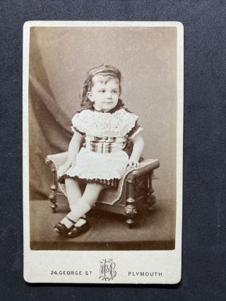 Victorian Carte De Visite Cdv: Little Girl On Unusual Stool For Child: Plymouth