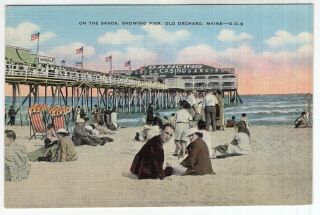 Old Orchard,  Maine,  On The Sands,  Showing Pier