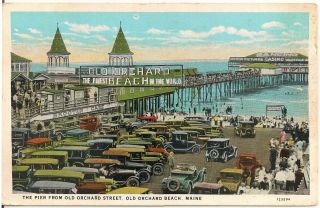 Pier From Old Orchard Street In Old Orchard Beach Me Postcard 1929