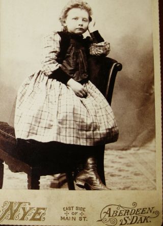 Cabinet Photo Bored Little Girl Wearing A Pretty Plaid Dress Aberdeen S Dakota