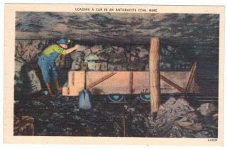 Loading Car In Anthracite Coal Mine Miners Timbers Post Card Postcard Vintage F
