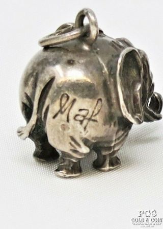 Vtg Signed Maf Sterling Silver Rare Elephant Charm Pendant Maf,  20835