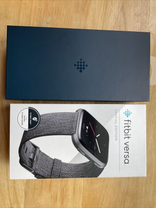 Rare Find Fitbit Fb505bkgy Versa Special Edition - Charcoal Woven Band