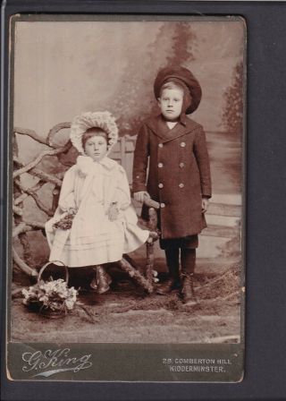 Victorian Cabinet Card - Girl & Boy - Photo G.  King,  Kidderminster