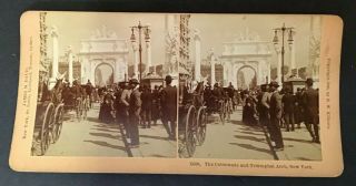 Real Photo Stereoview The Colonnade Triumphal Arch York 1900 Black Americans