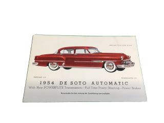 1954 De Soto Firedome Four - Door Sedan Vintage Car Dealer Postcard