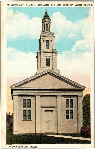 Universalist Church Sir Christopher Wren Tower Provincetown Vintage Postcard Q24