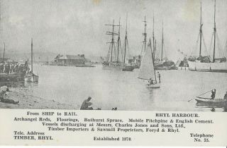 Old Postcard From Ship To Rail Rhyl Harbour Denbighshire