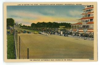 Indy Indianapolis 500 Motor Speedway Race Racing Line Up Car Vintage Postcard 2