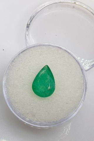 Rare $3000 1.  83ct Pear Cut Colombian Emerald Loose Gem
