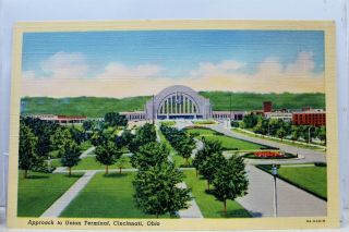 Ohio Oh Cincinnati Union Terminal Approach Postcard Old Vintage Card View Post