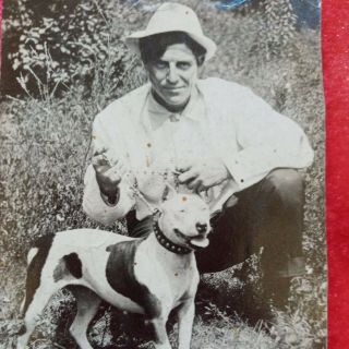 1900’s Real Photo Post Card Handsome Man And Dog Photo