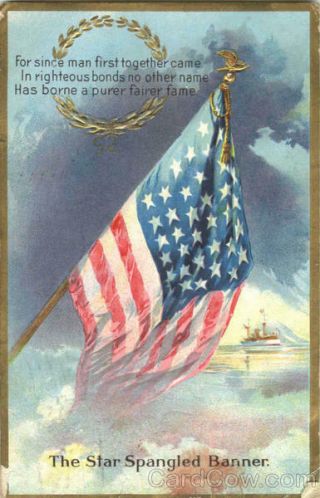 Patriotic 1911 The Star Spangled Banner Antique Postcard 1c Stamp Vintage