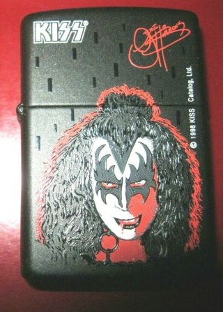 Vintage Rare 1998 Kiss Gene Simmons Demon Zippo Windproof Lighter In Tin