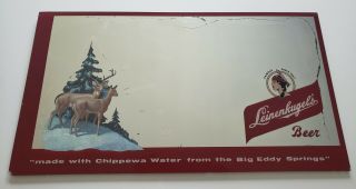 Vintage Antique Rare Leinenkugel Mirror Buck Deer Indian Beer Bar Sign