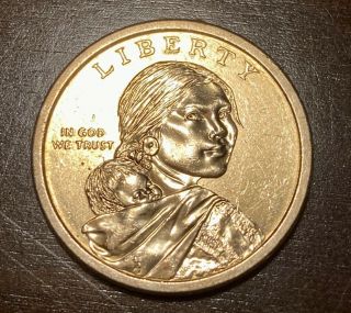 Sacagawea $1 Dollar U.  S.  " Gold Coin " (no Date On Front) Rare Indian Chief Back