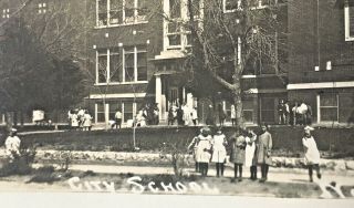 Real Photo Post Card Rppc City School Norton Kansas Ks Children 1921 Antrobus