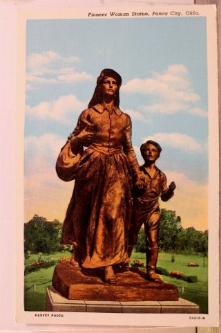 Oklahoma Ok Ponca City Pioneer Woman Statue Postcard Old Vintage Card View Post