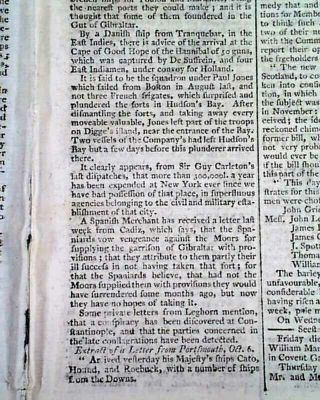 Rare John Paul Jones Mention In Revolutionary War Era 1779 Old Enemy Newspaper
