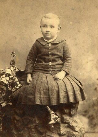 Antique Cabinet Photo Victorian Boy Pleated Dress Id 