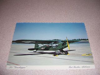 1970s L - 4 " Grasshopper " Airplane At Fort Rucker Al.  Vtg Postcard - Vietnam Era