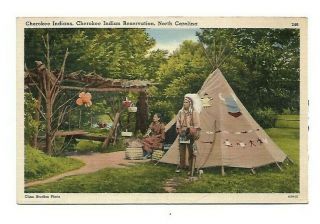 Vintage Native American Indian Postcard S851 Cherokee Reservation Nc
