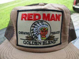 Vintage Red Man Tobacco Patch Snap Back Mesh Hat Usa Rare