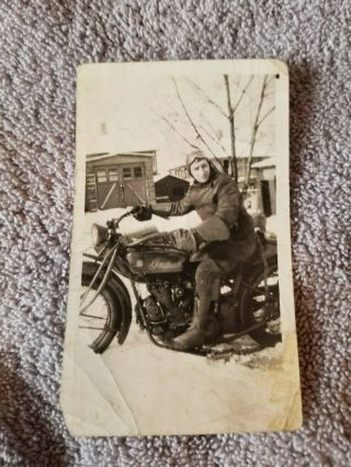 Collectible Antique 1928 Picture Indian Motorcycle W/ Rider