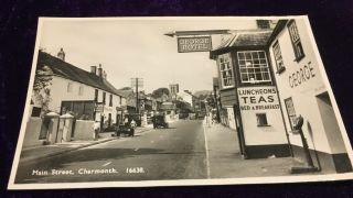 Vintage Salmon Postcard - Main Street - Charmouth - Rp -