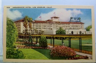 California Ca Los Angeles Ambassador Hotel Postcard Old Vintage Card View Postal