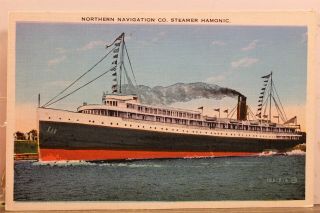 Boat Ship Northern Navigation Co Steamer Hamonic Postcard Old Vintage Card View