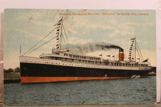 Canada Ontario Sarnia Northern Navigation Co Steamer Hamonic Postcard Old View