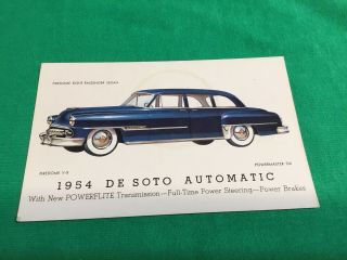 1954 De Soto Firedome Eight Passenger Sedan Vintage Car Dealer Postcard 2