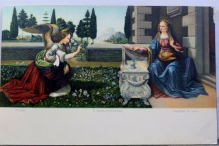 Art Leonardo Da Vinci Annunciation Postcard Old Vintage Card View Standard Post