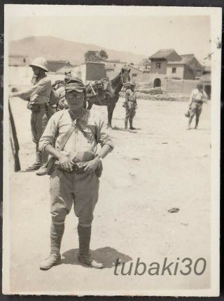Q11 China Shanxi Linfen 山西臨汾 1930s Photo Japanese Army At Village