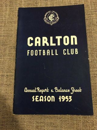 Rare 1953 Carlton Football Club Annual Report Great Photos And History
