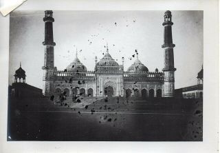 51695 Vintage 1890 Platinotype Photo British India Hindu Temple Flawed Negative