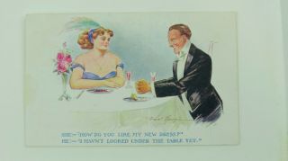 20s Inter - Art Vintage Risque Comic Fred Spurgin Postcard Big Boobs Fashion Hat