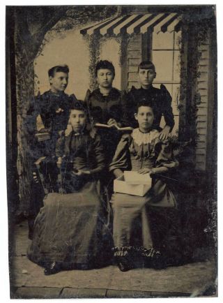 Women Music Choir & Accordion Tintype Antique Photo Female Choral Chorale