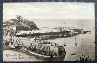 Vintage C1910 Ilfracombe Devon Postcard Unposted Pier & Lantern Hill