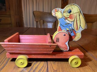 Vintage Fisher Price Easter Bunny Pull Toy 466 Rare 1950’s 2 U