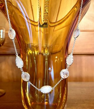 Silpada Rare Sterling Silver 925 Chain Necklace With Milky White Stones 18” - 20”