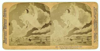 Young Girl On Paper Moon Antique 1898 Littleton View Underwood Stereoview Htf