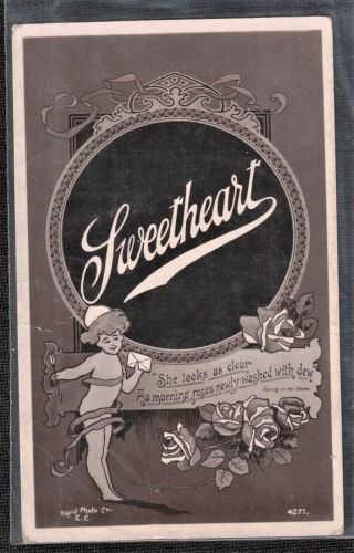 Antique Vintage Postcard Sweetheart Valentine 