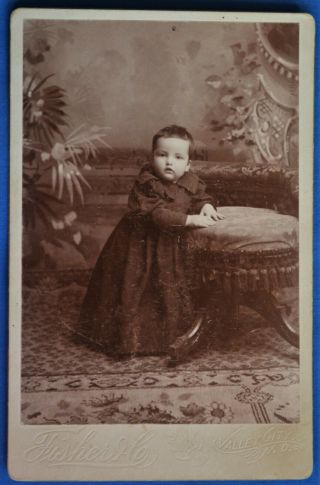 Cabinet Photo Baby Boy Long Dark Dress Fisher Valley City North Dakota Nd 1890s